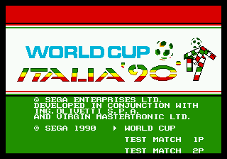 World Cup Italia '90 (Europe) Title Screen